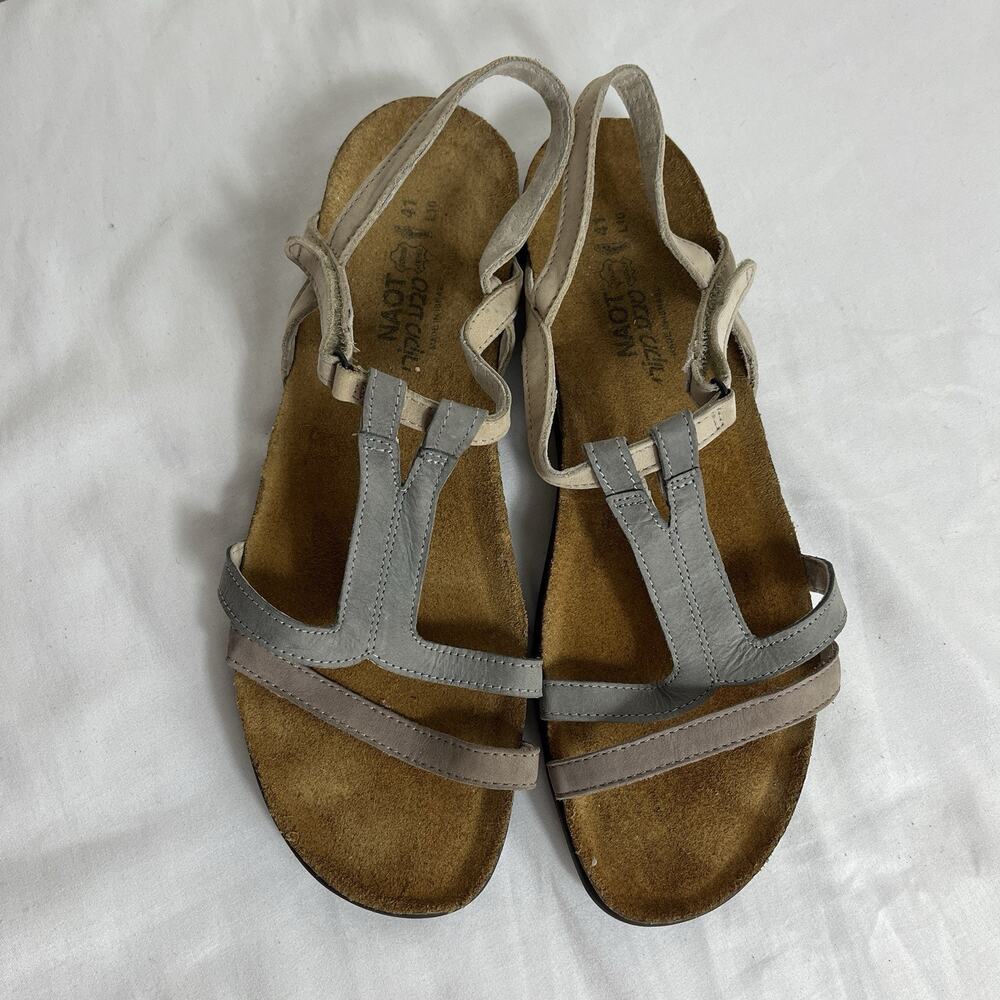 Naot Judith Sandal in Stone/Light Grey/Beige, size EU 41/US 10, leather upper